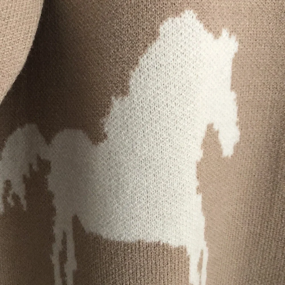 Jason Wu Tan Sweater with White Horse Design
